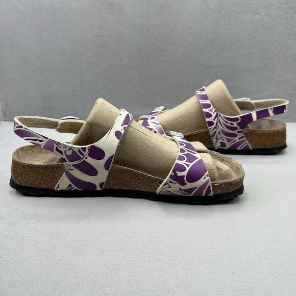 Birkenstock Birki's Womens Size 8 Sandals Purple Floral Birko-Flor Triple Buckle - Picture 5 of 10